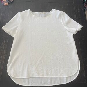 Ba&sh Womens White Textured Short Sleeve Top Capsule Minimalist Size 3 (M/L)‎